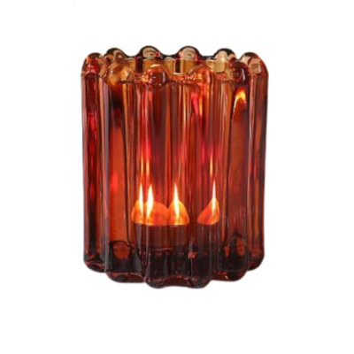 6 porte-bougies votives en verre ambré