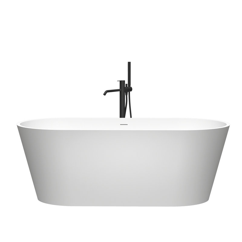 Freestanding Solid Surface Soaking Bathtub Matte White
