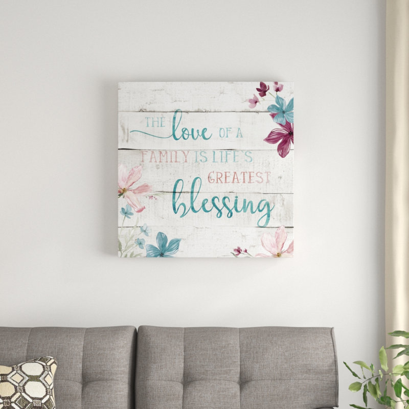 «Family Blessing», art textuel, H 28 po x l 28 po x P 2 po, Encadrement doré