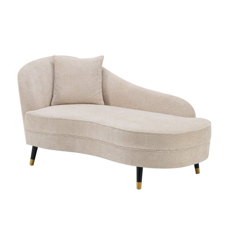Chaise longue rembourrée avec coussin lombaire Montclair, Beige Boucle