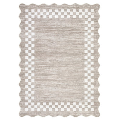 Tapis décoratif festonné à bordure festonnée, revêtement de sol antidérapant, tapis d'intérieur résistant aux taches pour la chambre à coucher, la cuisine et le salon