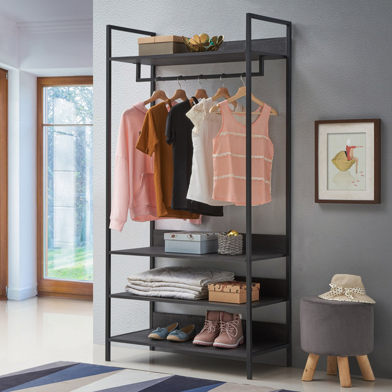 Zaira Manufactured Wood Wardrobe, 180 cm H x 83.8 cm W x 40 cm D, Black
