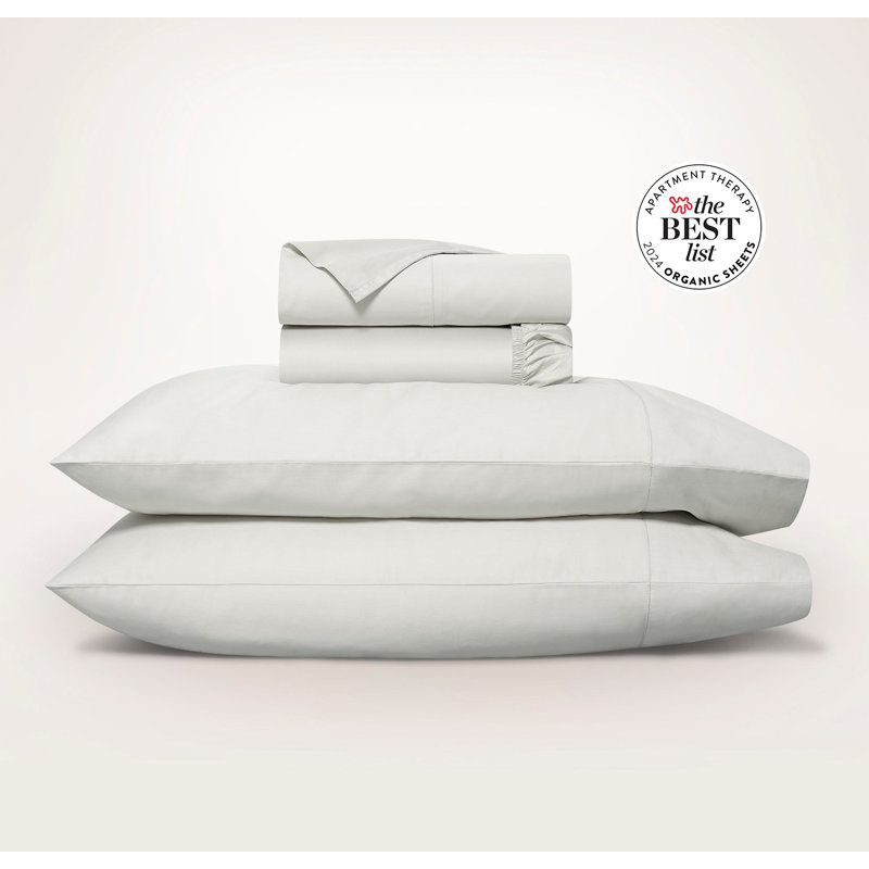 Percale Hemmed Sheet Set, Mist, King Sheet Set with 2 King Pillowcases