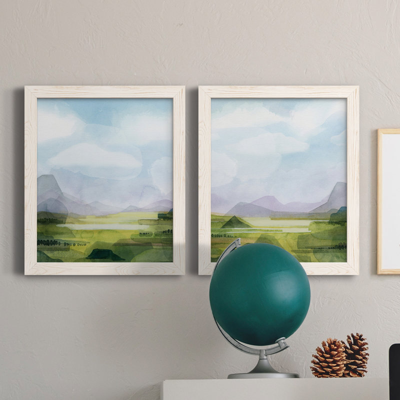 Verdant Vale I - ensemble de 2 peintures sur toile encadrées, H 24 po x l 36 po x P 1,5 po, Toile blanche encadrée