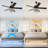 52'' 5-Blade Crystal Ceiling Fan with Light and Remote Control, 6 Speeds, Reversible DC Motor, Timer-49370161