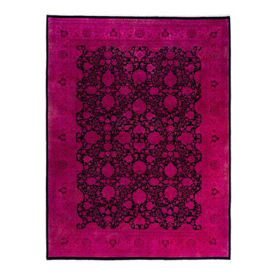 Tapis unique noué à la main Fine Vibrance - rose, 9 pi 1 po x 12 pi 1 po