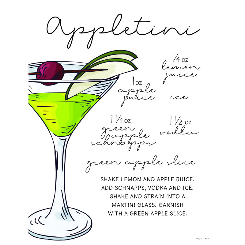 «Appletini Recipe», impression sur toile tendue, H 48 po x l 36 po