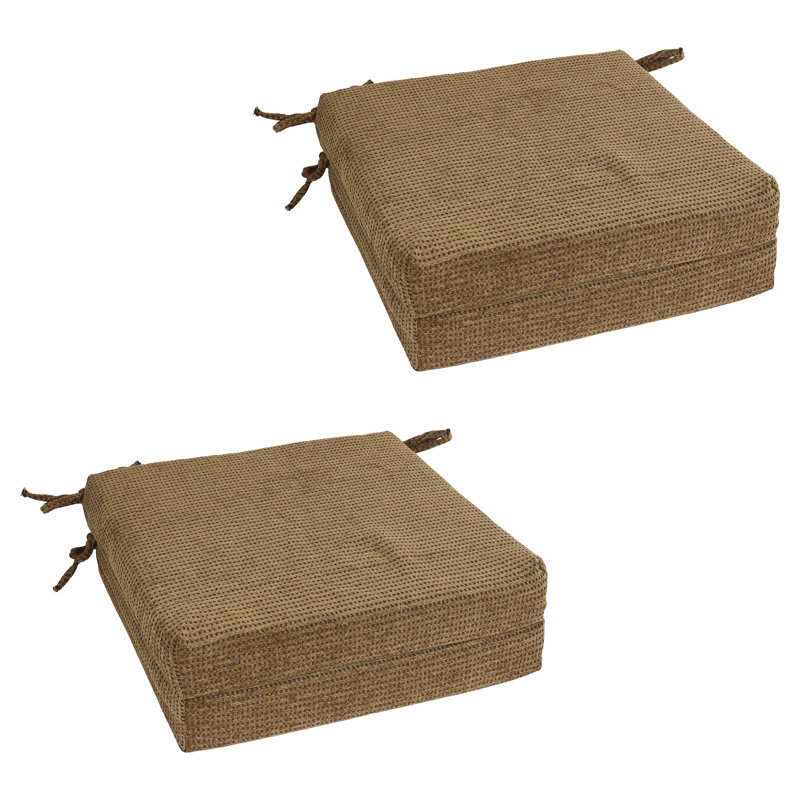 20-Inch By 19-Inch Jacquard Chenille Chair Cushions, Brown Dots