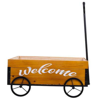 WOODEN AND METAL TROLLEY WITH DRAG HANDLE