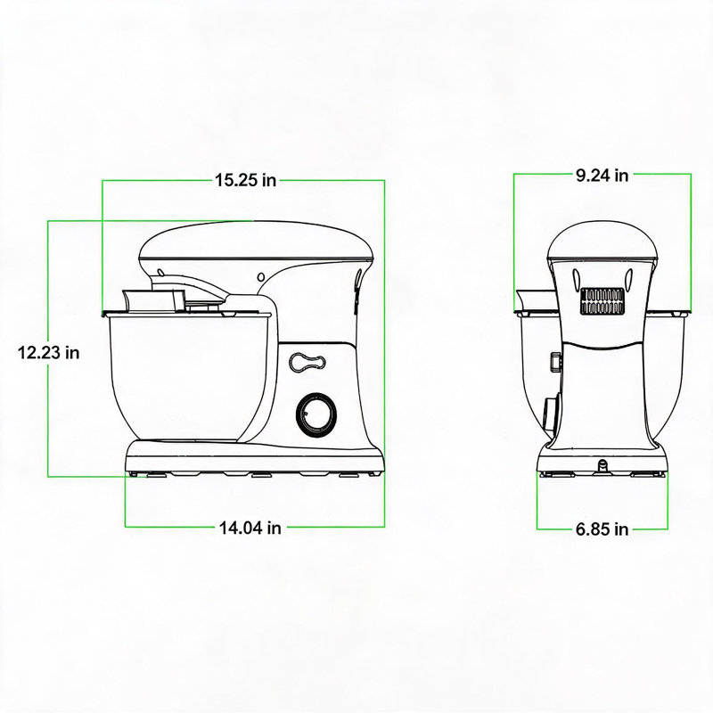 Robot pâtissier à tête inclinable de 5,3 litres (4,8 L), 10 vitesses, 500 W, Argent