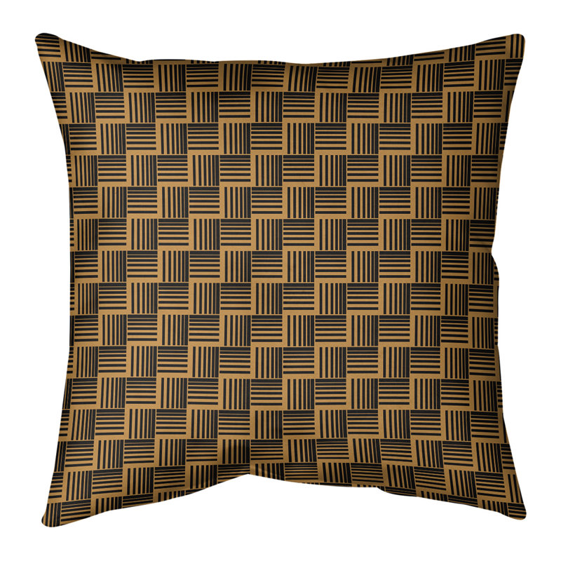 Rayures tressées Coussin décoratif, Bourre en polyester, H 18 po x l 18 po, Orange