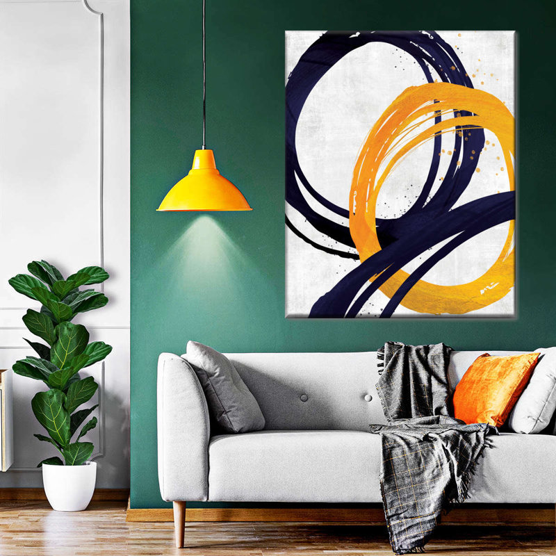 Cercles abstraits sur toile, H 10 po x l 8 po x P 1 po