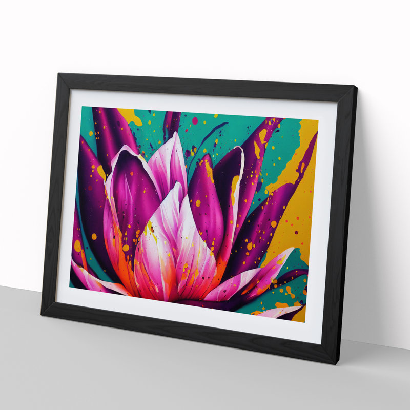 XH1022-9239X Tulip Flower Splash Vol.2 Abstract - Single Picture Frame Print, Black Framed, 46cm H x 64cm W x 2cm D
