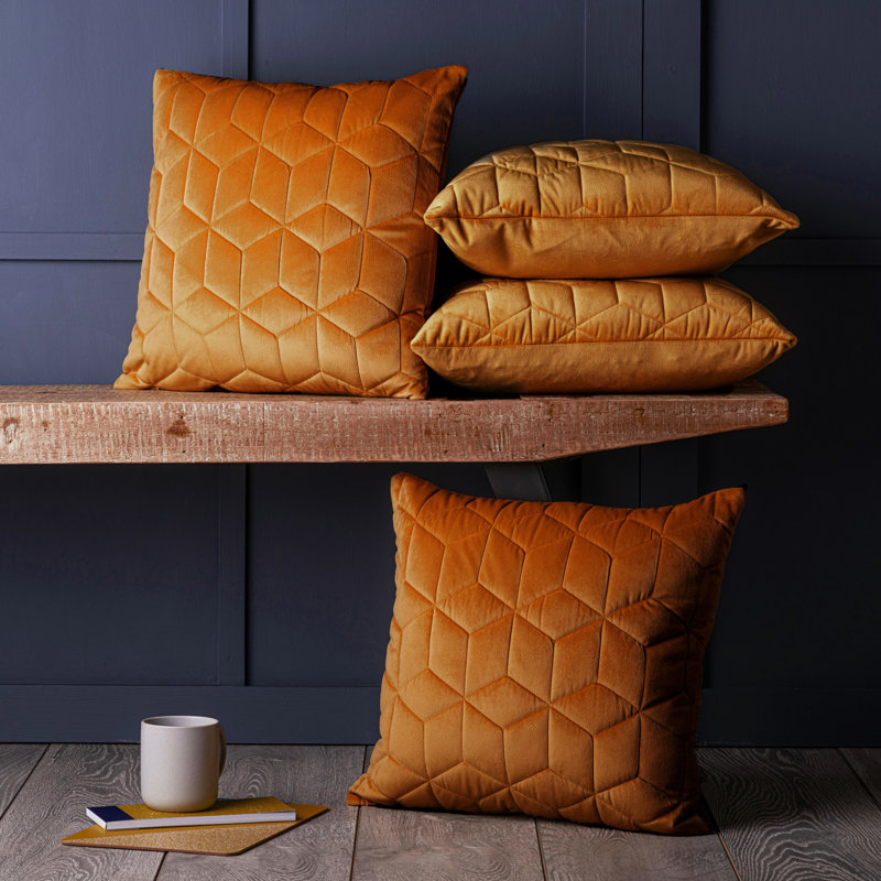 Thea Geometric Square Cushion Cover, Orange
