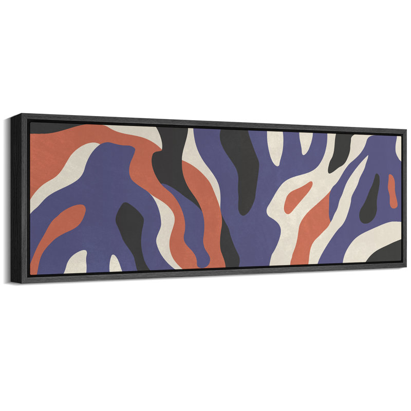 Mid Century Shape Abstract Organic Shapes, reproduction d'art sur toile, H 20 po x l 60 po, Noir, noir, noir, noir