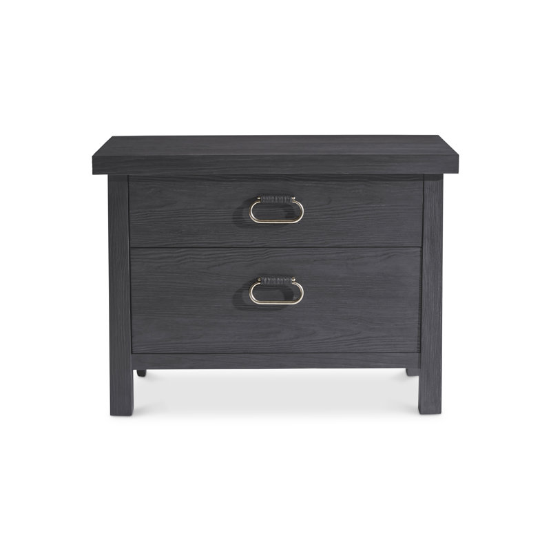 Trianon Contemporary Black Solid Wood 2-Drawer Nightstand