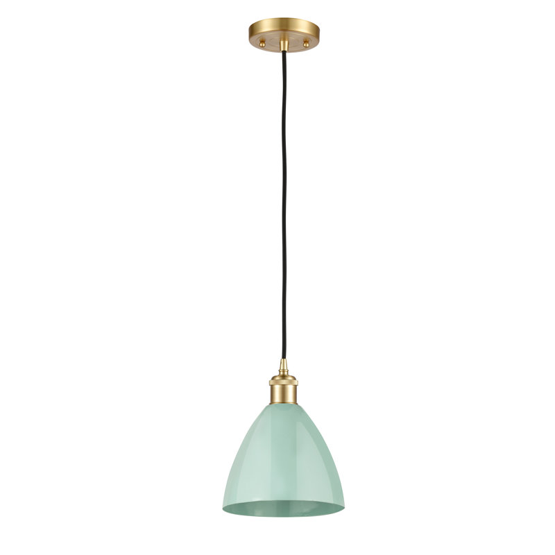 Luminaire suspendu conique 1 lumière, Vert clair, Or satiné