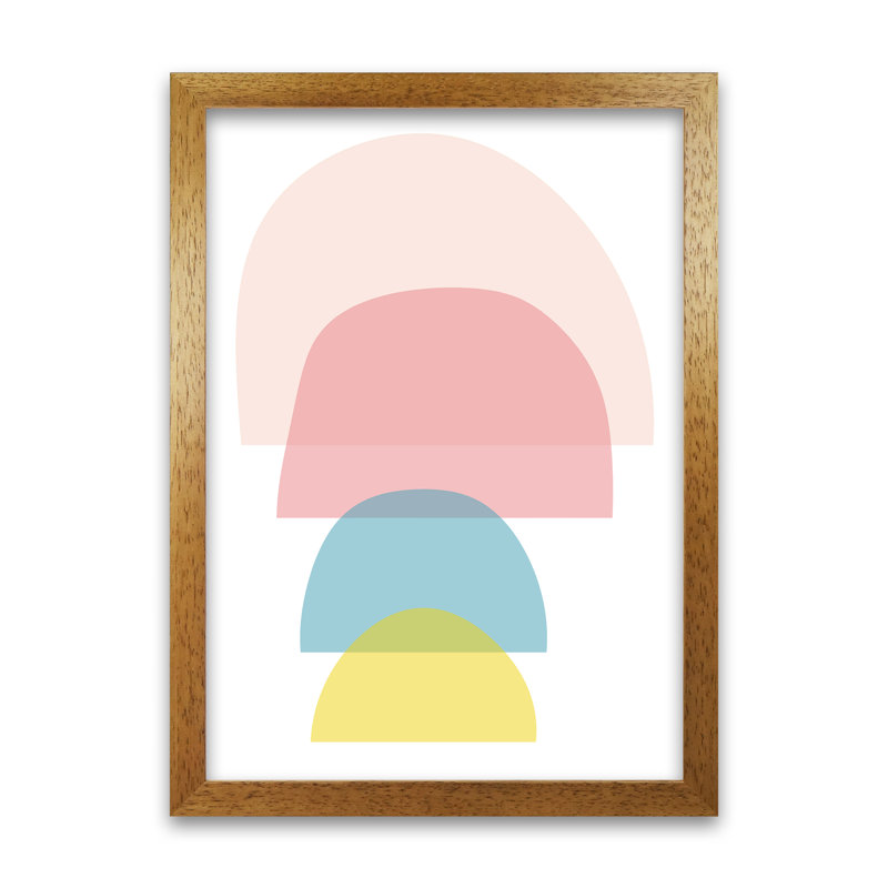 Four Coloured Half Pebbles Original - Print, 30cm H x 21cm W x 3cm D, Oak Frame