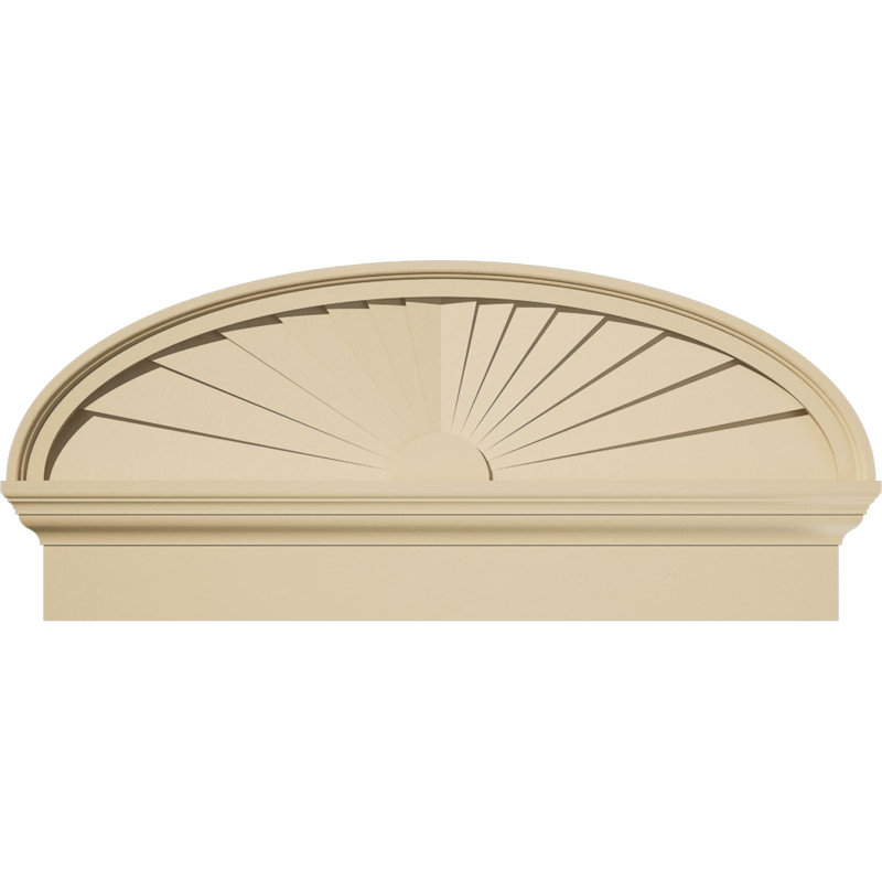 Fronton en uréthane Elliptical Signature, brun clair apprêté, 34 po x 15,375 po x 2,75 po, Combinaison, Rayons de soleil