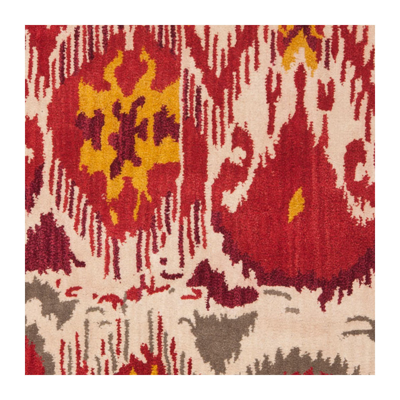 Kline Ikat Hand Tufted Wool Ikat Rug, Square 6'
