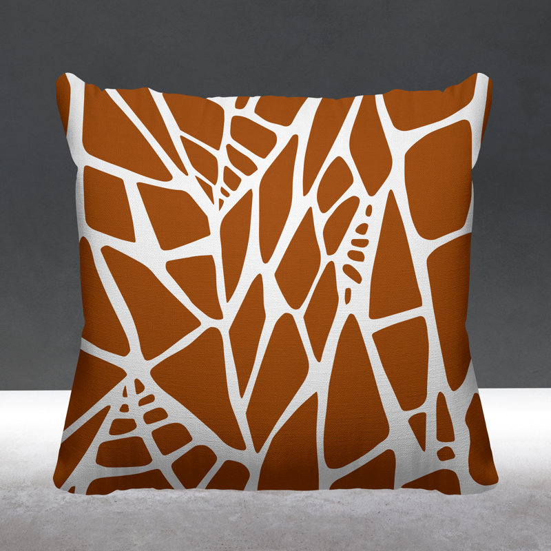 Coussin intérieur / extérieur Rodman Tribal Abstract, L 17 po x H 17 po, Orange brûlé