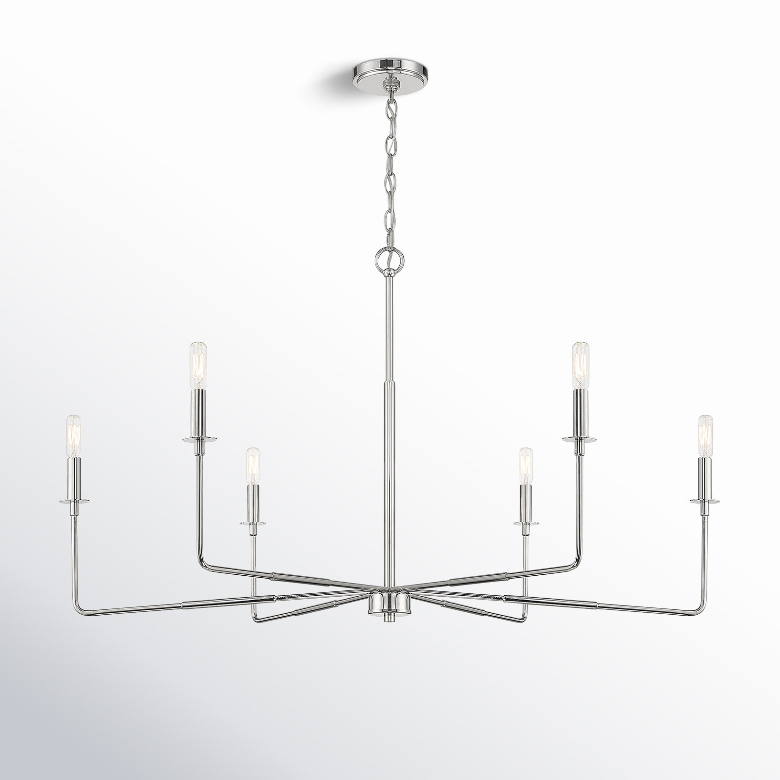 Alysa 6 - Light Candle Style Classic Chandelier, Polished Nickel