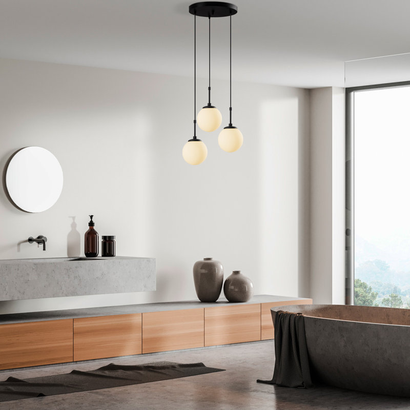 Élégant lustre en métal noir, hauteur réglable 15 x 15 x 45,3 pouces | 3 x douilles E14 de 40 W maximum (ampoule non incluse) | Parfait pour la salle à manger et le vestibule, design élégant et moderne, classé IP20