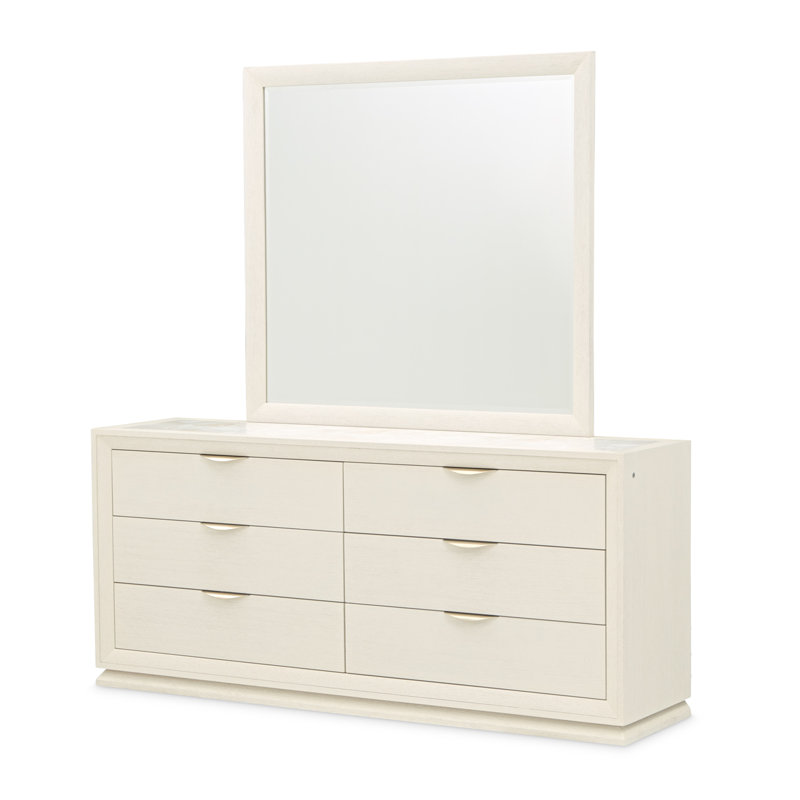 Commode portrait avec miroir - Albâtre blanc