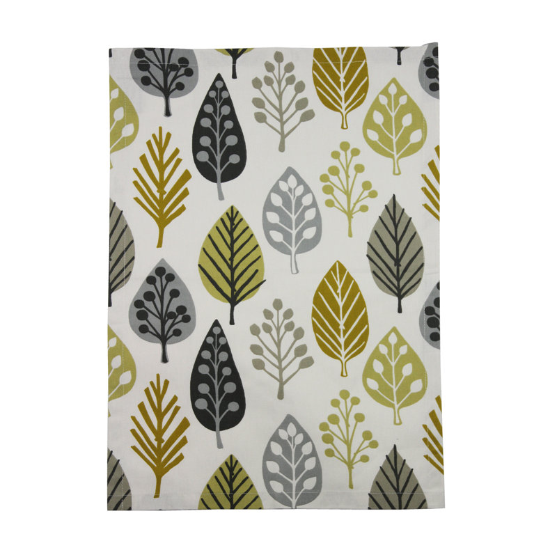 Esmerelda Linen Leaves Rectangle Napkin, Ochre Yellow