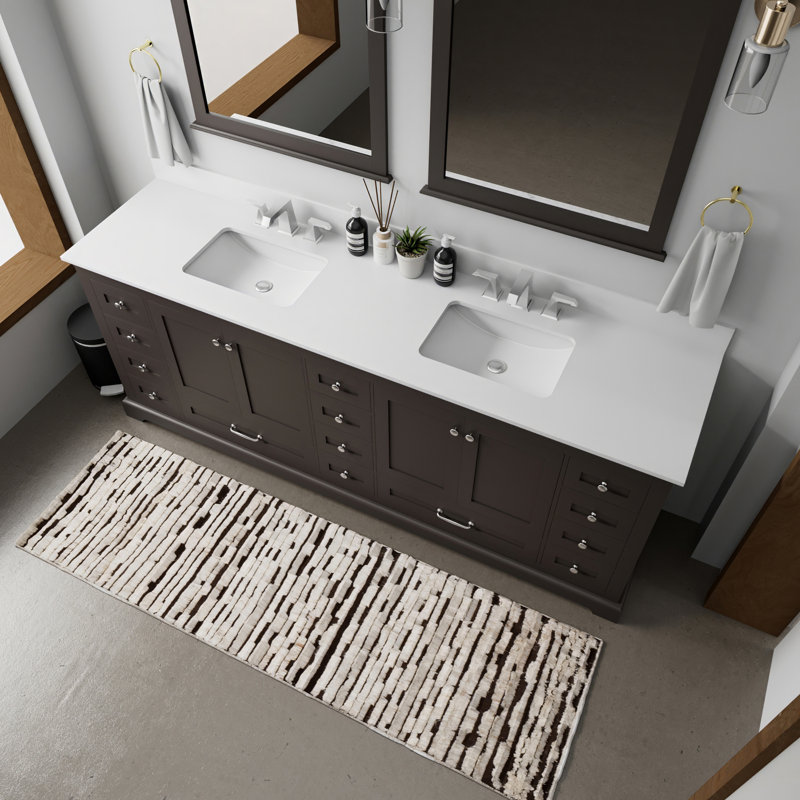 Double Bath Vanity with White Quartz Top, Espresso