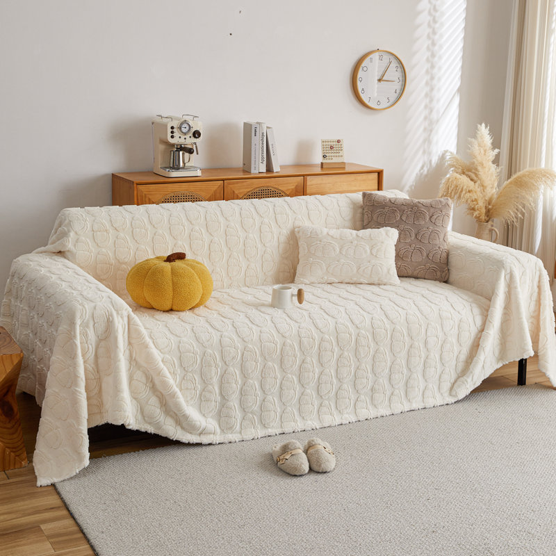 Housse pour canapé en peluche antidérapante avec motif de citrouille 3D, protection de canapé lavable à la machine pour canapé modulaire, canapé en L