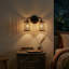 Meuble-lavabo double avec abat-jour en rotin naturel