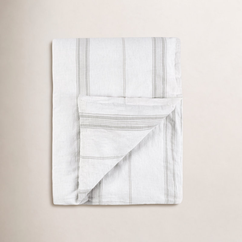Fleta Cashmere Striped Duvet Cover, King Duvet Cover, White/Gray Striped