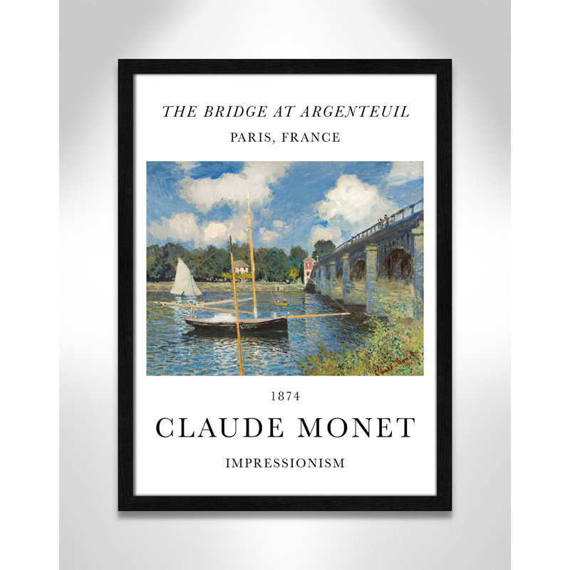 Pont à Argenteuil par Claude Monet, Non, Cadre photo noir simple, H 23 po x l 17 po x P 0,75 po