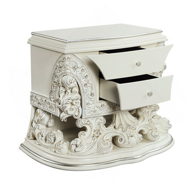 Table de chevet au fini blanc antique