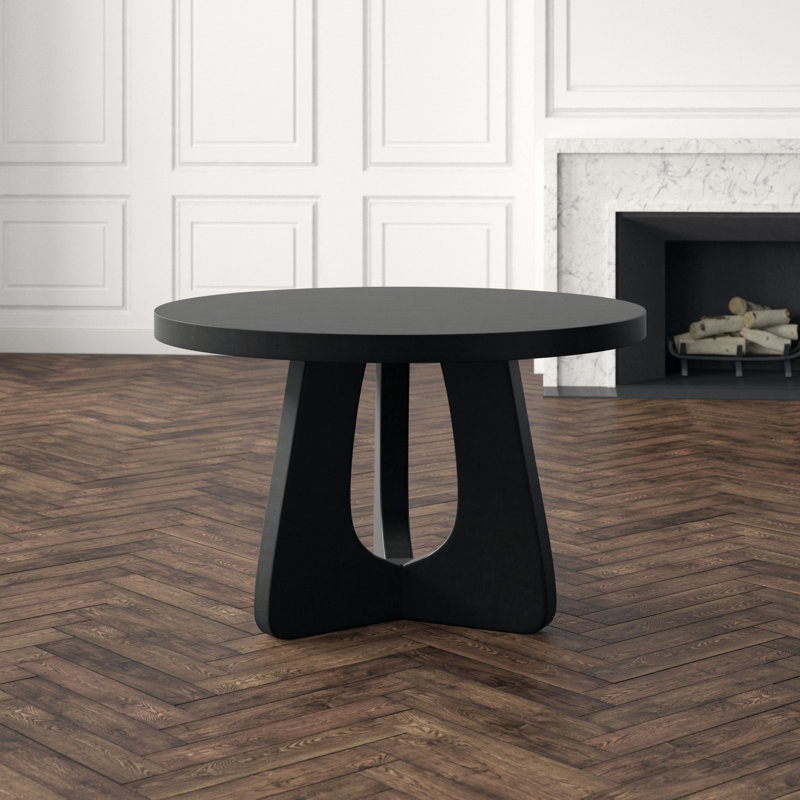 Nobuko Round Mahogany Wood Dining Table, 48" L x 48" W