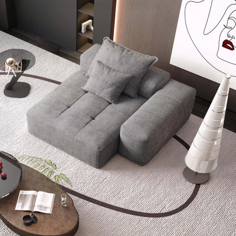 Canapé modulaire en chenille capitonné antidérapant sans assemblage, Gris