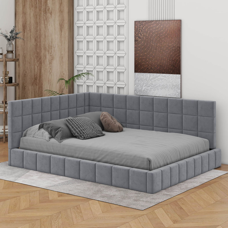 Full Size Upholstered Sofa Bed Frame, Gray