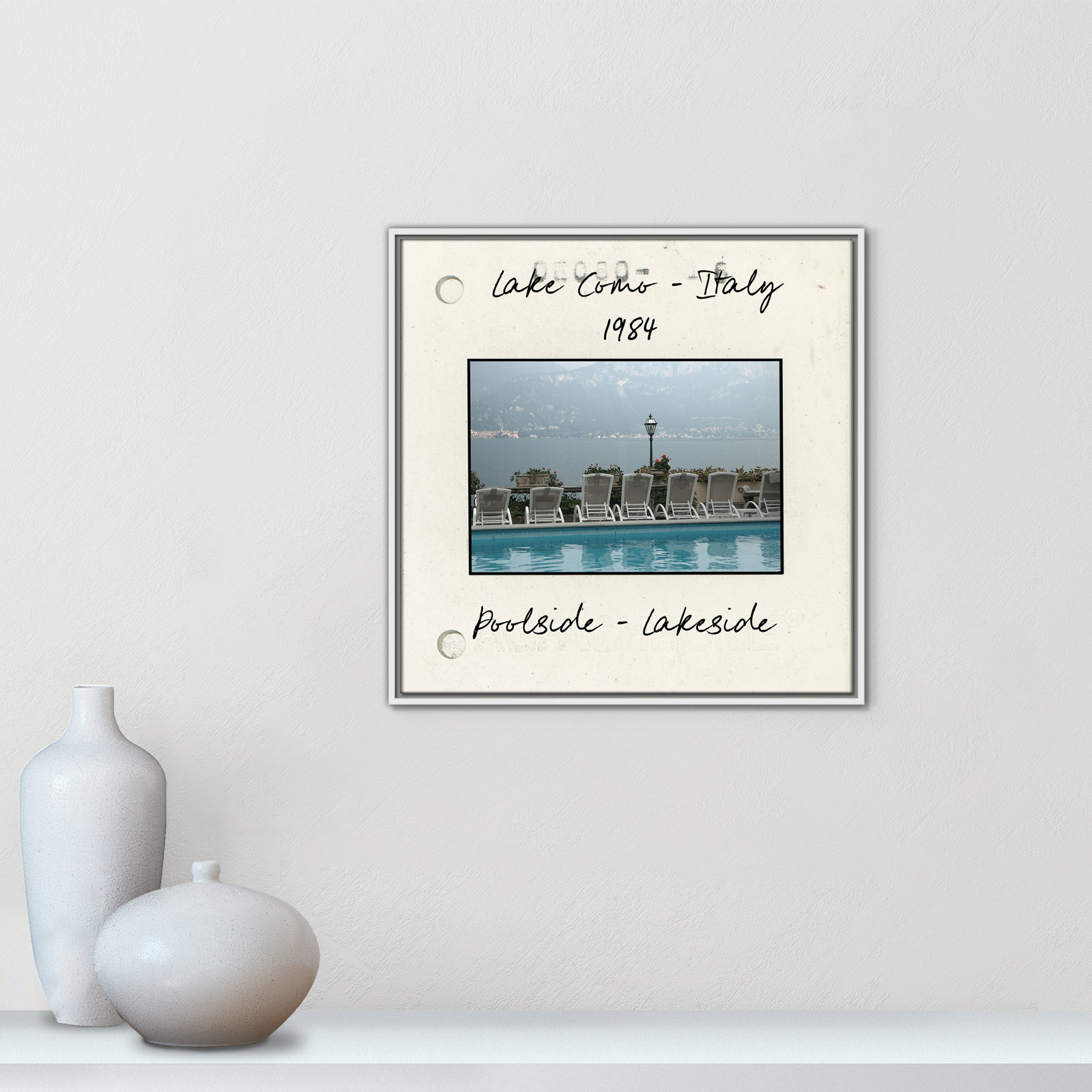 Travel Slide Collection "Lake Como, Italy" Print, White Floater Framed Canvas, 25.5" H x 25.5" W x 2" D