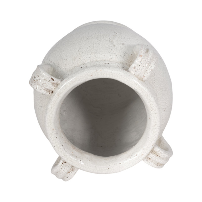 Ceramic/Porcelain Table Vase, 9" H x 8" W x 8" D, Glossy White