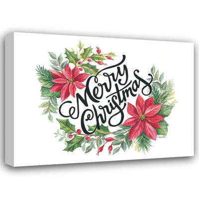 «The Holiday Aisle® Arthurs, Diane», art sur toile tendue sous le titre «Merry Christmas Wreath»