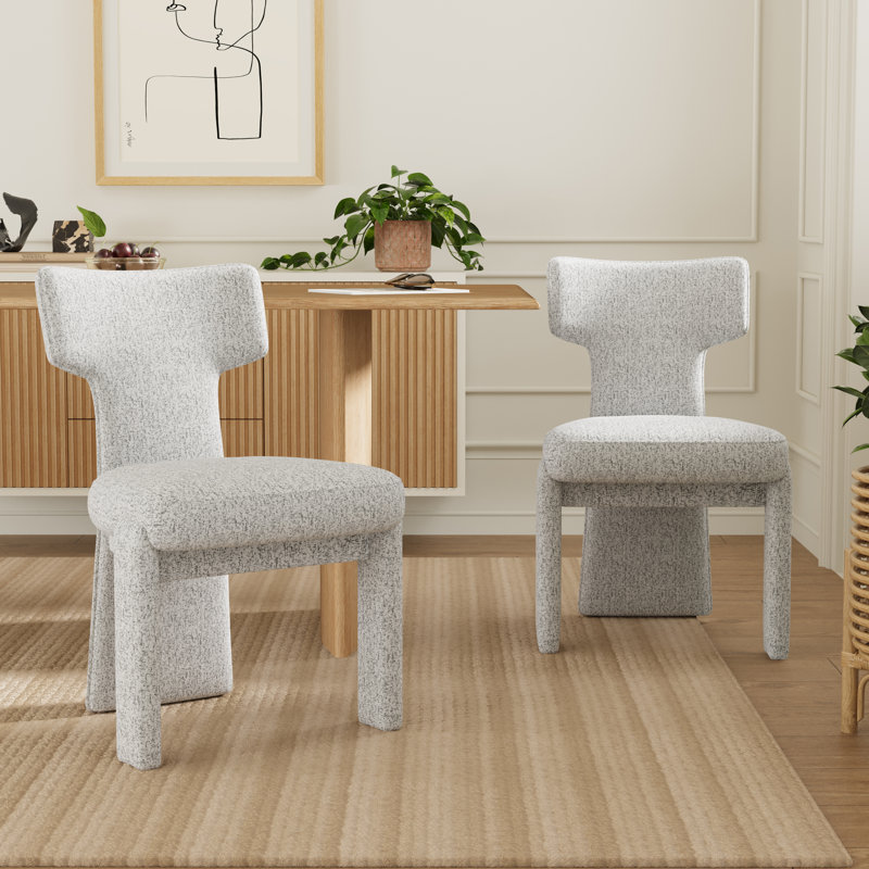 Chaises de salle à manger rembourrées - Dossier incurvé et structure en bois (ensemble de 2), Gris