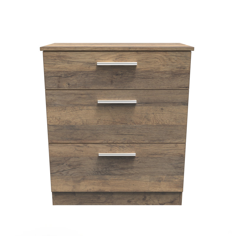 Bhaga 3 Drawer Deep Chest (Ready Assembled), Brown