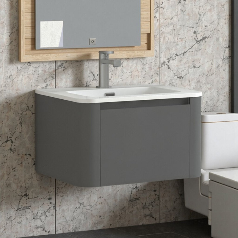 Meuble-lavabo flottant 24 po avec lavabo intégré - rangement mural moderne, tiroir à fermeture en douceur et conception compacte pour les petites salles de bain
