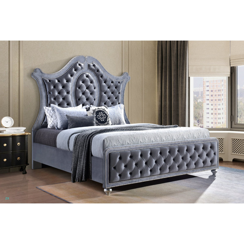 Tête de lit capitonnée 1Pc, Gris, Très grand lit