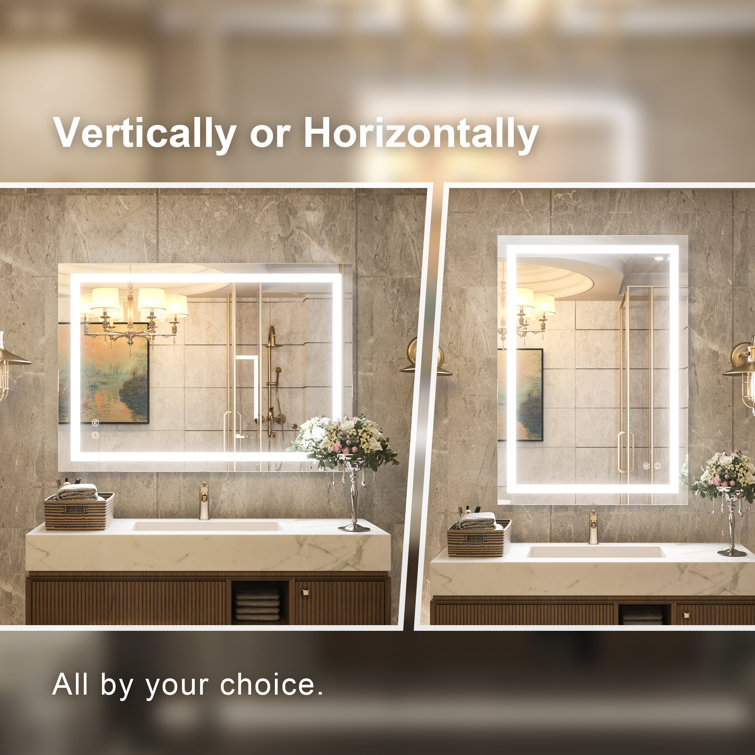 Orren Ellis Martrez Frameless LED Lighted Bathroom Vanity Mirror with  Brightness Adjustable, Memory Function, Anti-fog  Reviews Wayfair