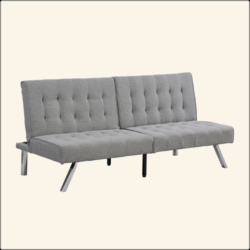 WOOD FRAME, STAINLESS LEG, FUTON, SOFA BED, Gray