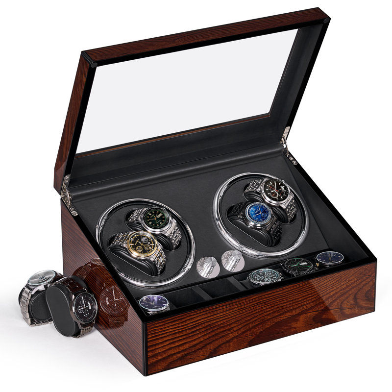 Laydon 13.4" Watch Display Box Automatic Rotation 4+6 Watch Winder Box