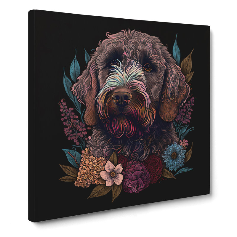 Labradoodle Neo-Traditional - Wrapped Canvas, 35cm H x 35cm W x 3cm D