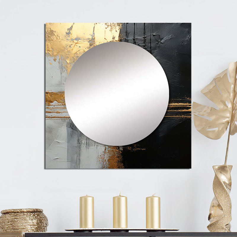 Lekeya - Art mural miroir carré abstrait pour salle de bain, 23 po x 23 po